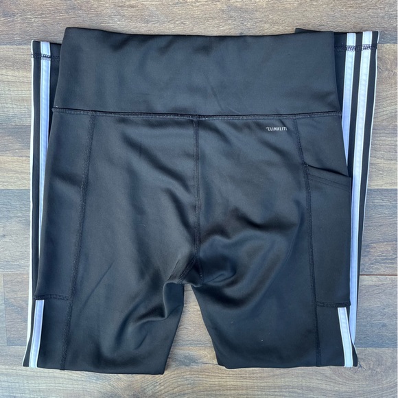 Adidas Climalite Black Leggings with White Stripes Medium - Picture 4 of 7